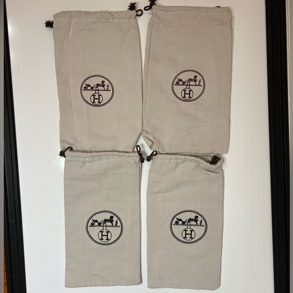 Hermes Designer Dust Canvas Carry Shoe Bag Lot